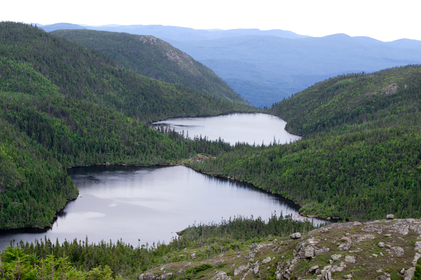 Lakes from summit 3 on L'Acropole-des-Draveurs trail