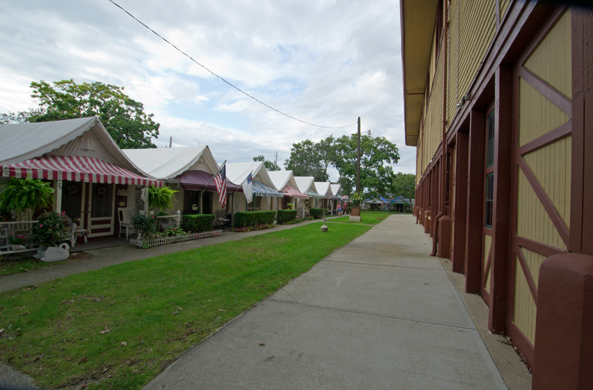 Tent homes next to Great Auditorium in Ocean Grove