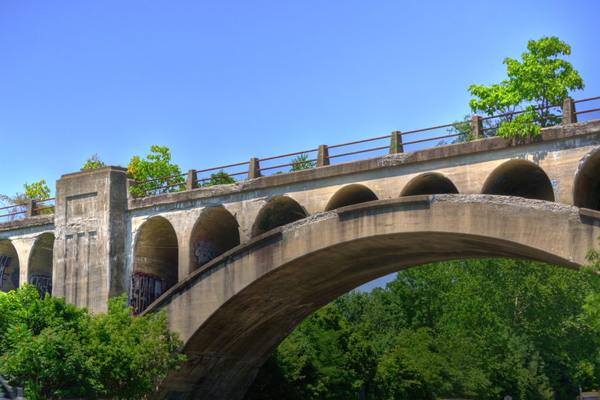 abandoned railroad bridge over Route 80